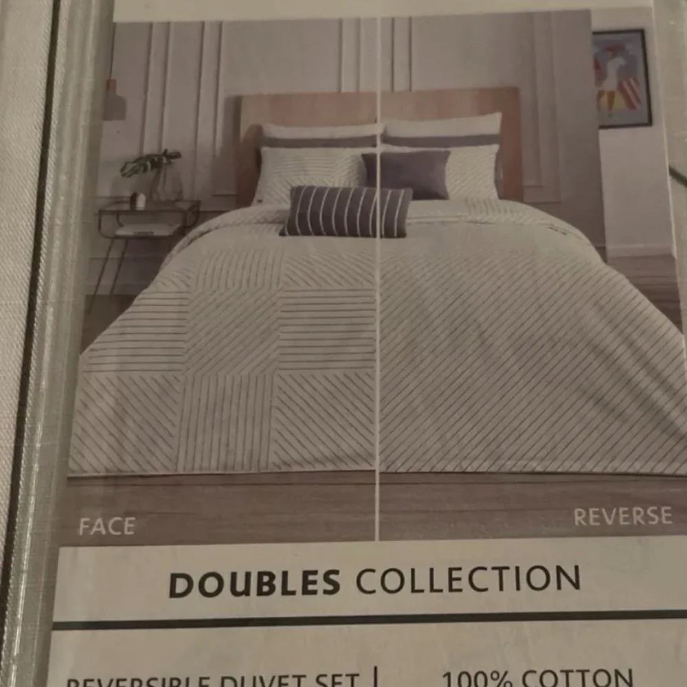 Lacoste Doubles Collection White Striped Cotton Duvet Set Sz Full